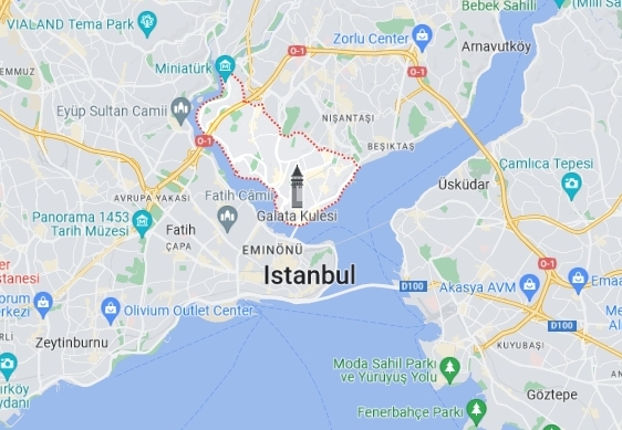 Kart mit Goldenem Horn und Istanbul