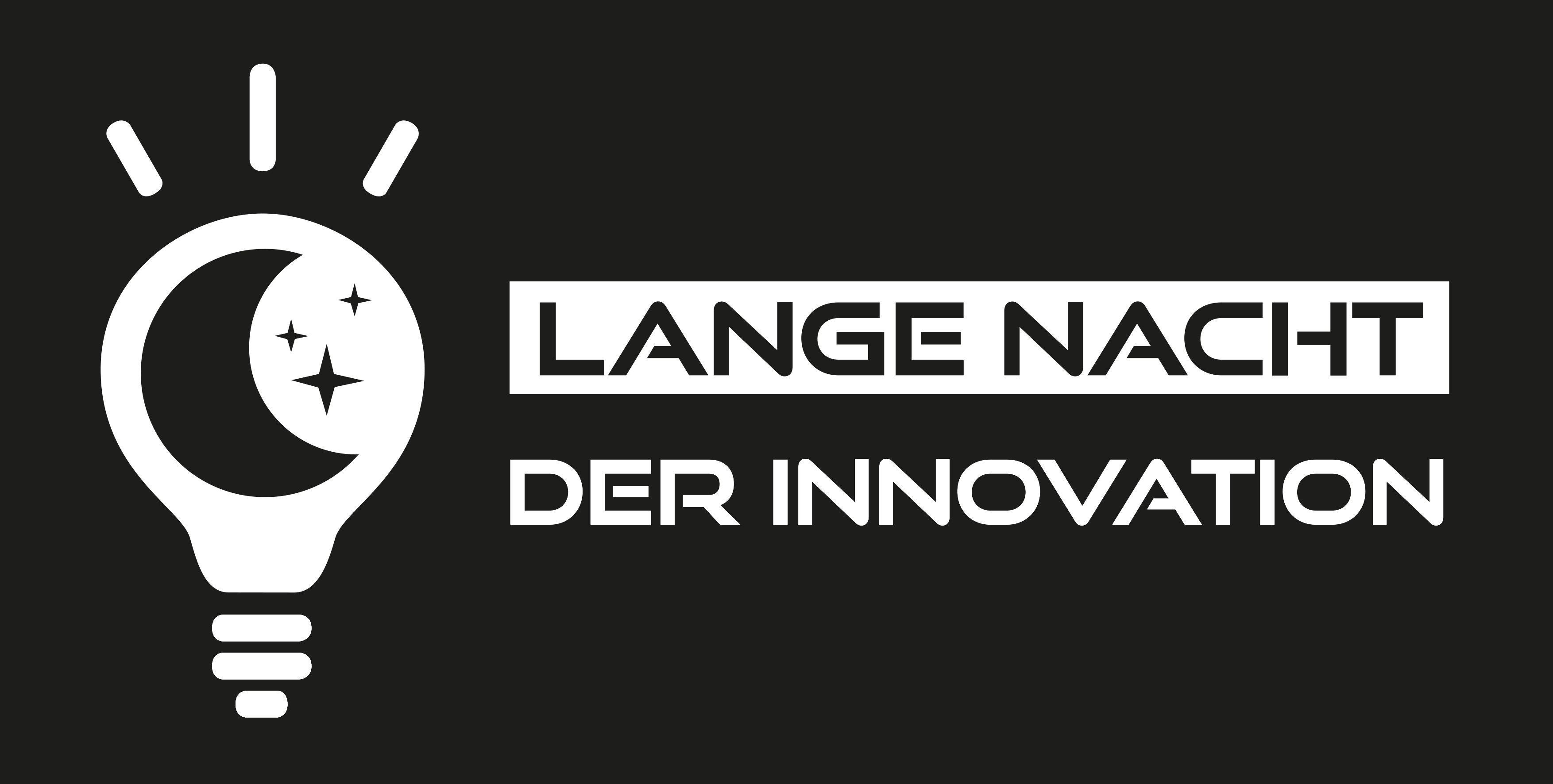 Logo der Langen Nacht der Innovation mit Glühbirne, Mond und Sternen