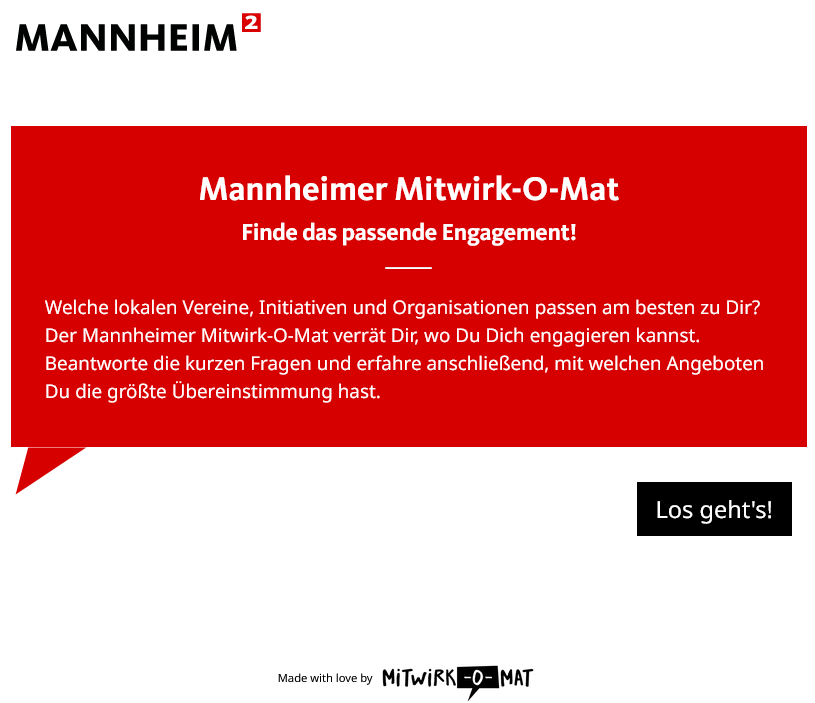 Startseite des MITWIRK-O-MAT unter https://mitwirk-o-mat.de/mannheim
