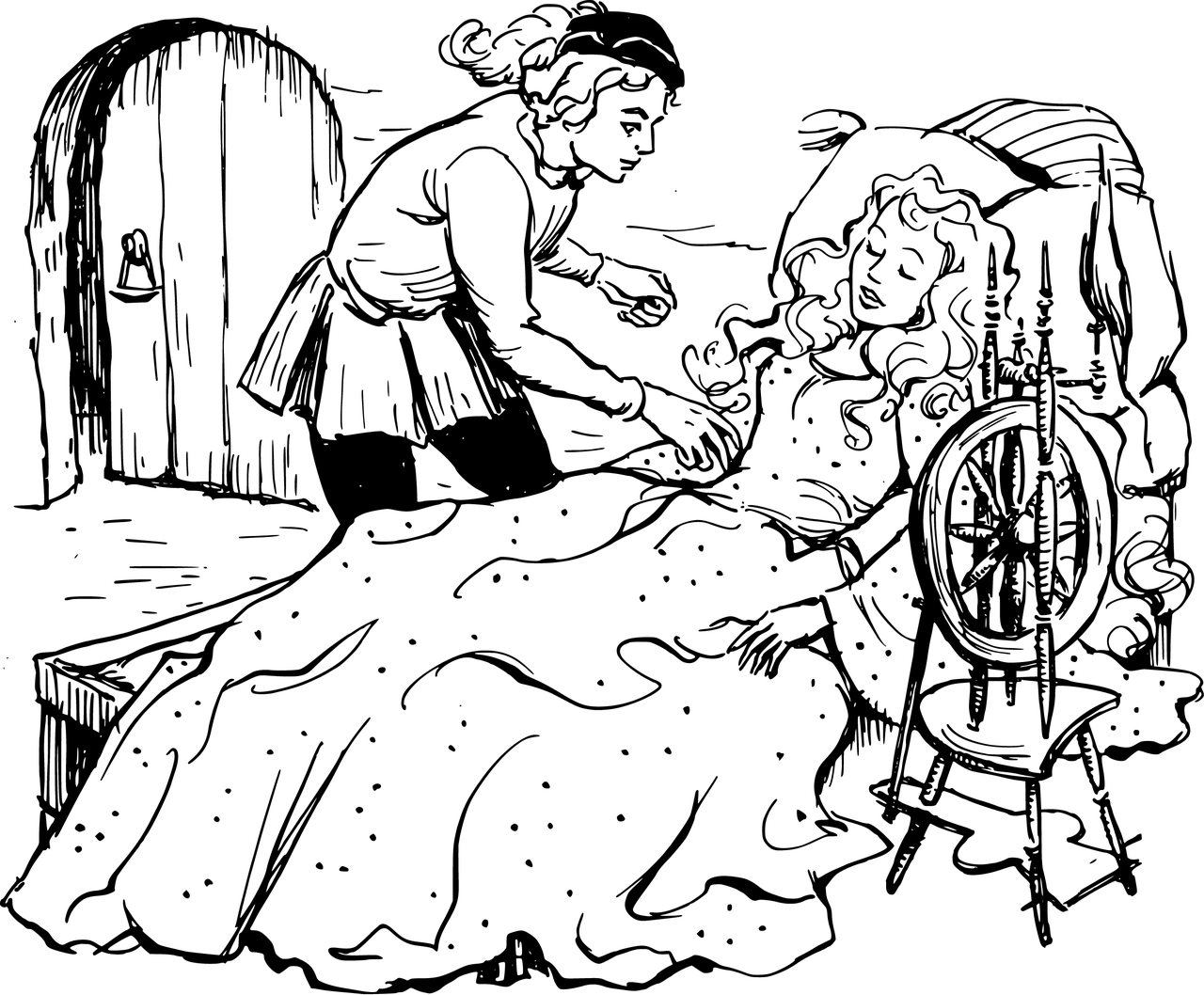 Symboische Zeichnung aus dem Märchen „Dornröschen“